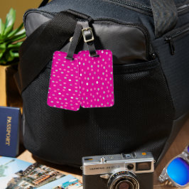 Magenta Polka Dots Bagagelabel