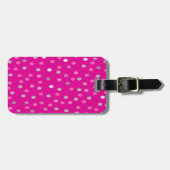 Magenta Polka Dots Bagagelabel (Voorkant horizontaal)
