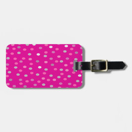 Magenta Polka Dots Bagagelabel