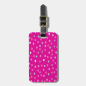 Magenta Polka Dots Bagagelabel (Voorkant verticaal)