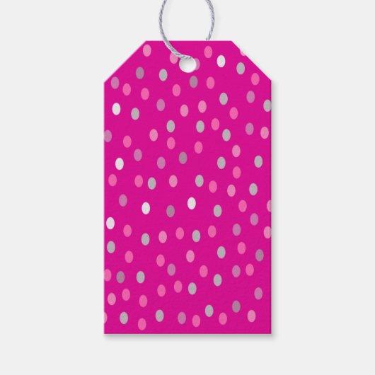 Magenta Polka Dots Cadeaulabel (Voorkant)