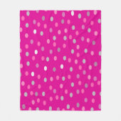 Magenta Polka Dots Fleece Deken (Voorkant)