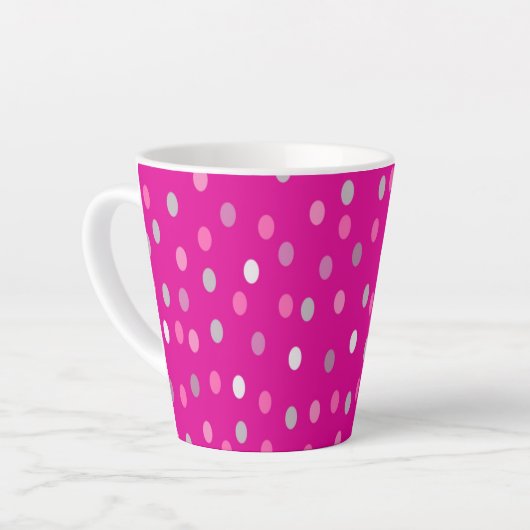 Magenta Polka Dots Latte Mok (Linkerhoek)