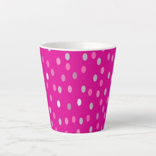 Magenta Polka Dots Latte Mok (Voorkant)