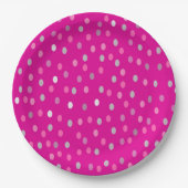 Magenta Polka Dots Papieren Bordje (Voorkant)