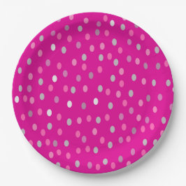 Magenta Polka Dots Papieren Bordje