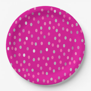 Magenta Polka Dots Papieren Bordje