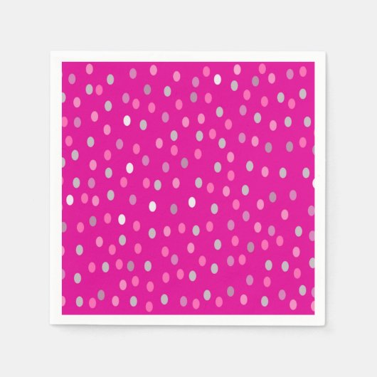 Magenta Polka Dots Servet (Voorkant)