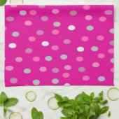 Magenta Polka Dots Theedoek (Gevouwen)