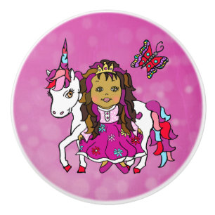 Magenta Princess, Butterfly en Unicorn Keramische Knop