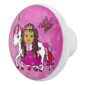 Magenta Princess, Butterfly en Unicorn Keramische Knop (Rechts)