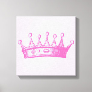 Magenta Princess Crown on Pink Background Canvas Afdruk