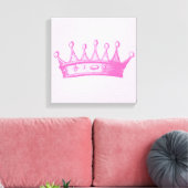 Magenta Princess Crown on Pink Background Canvas Afdruk (Insitu (Woonkamer))