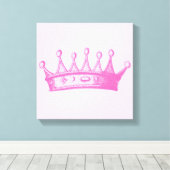 Magenta Princess Crown on Pink Background Canvas Afdruk (Insitu (Houten vloer))