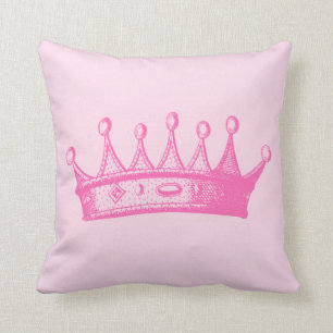 Magenta Princess Crown on Pink Background Kussen