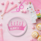 Magenta Princess Crown on Pink Background Papieren Bordje (Feest)