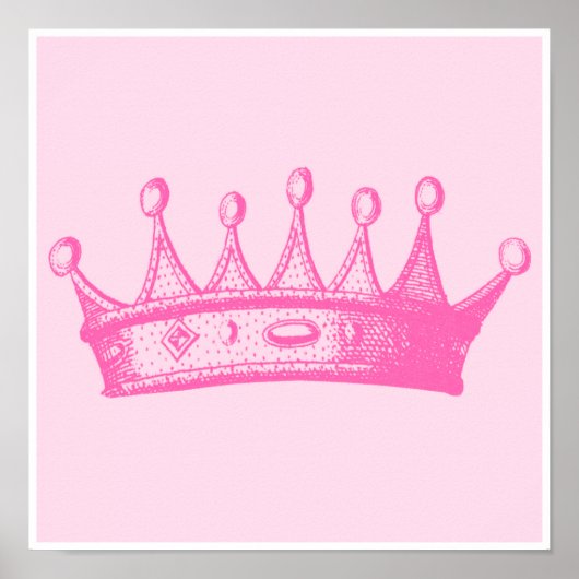 Magenta Princess Crown on Pink Background Poster (Voorkant)