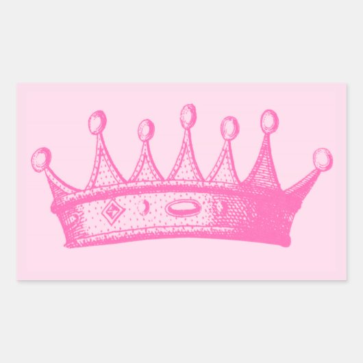 Magenta Princess Crown on Pink Background Rechthoekige Sticker (Voorkant)
