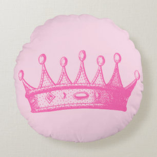 Magenta Princess Crown on Pink Background Rond Kussen