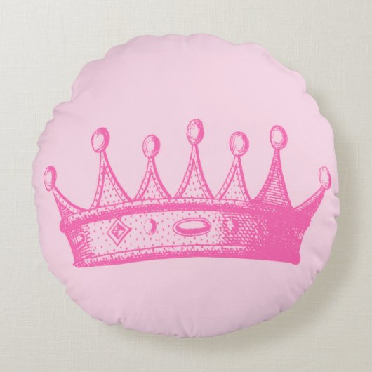 Magenta Princess Crown on Pink Background Rond Kussen (Voorkant)