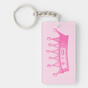 Magenta Princess Crown on Pink Background Sleutelhanger
