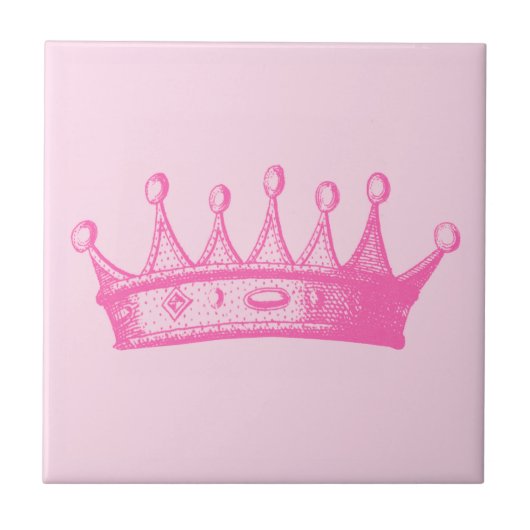 Magenta Princess Crown on Pink Background Tegeltje (Voorkant)