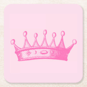 Magenta Princess Crown op roze achtergrond Kartonnen Onderzetters