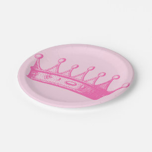 Magenta Princess Crown op roze achtergrond Papieren Bordje