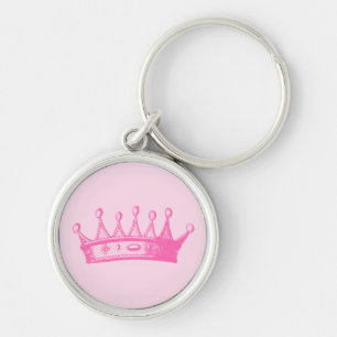 Magenta Princess Crown op roze achtergrond Sleutelhanger