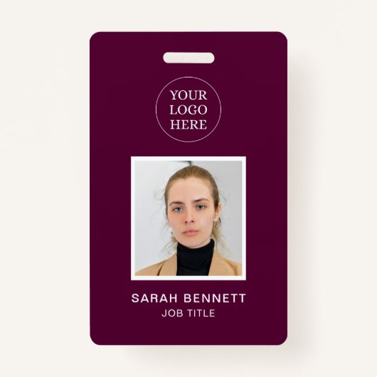 Magenta Professional Employee Kantoor Foto-ID Badge (Voorkant)
