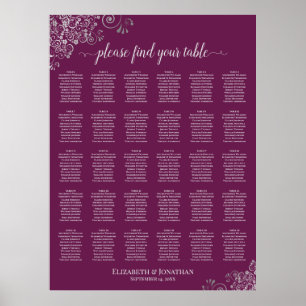 Magenta Prum 30 Tafel Trouw Stoelindeling Zilver Poster