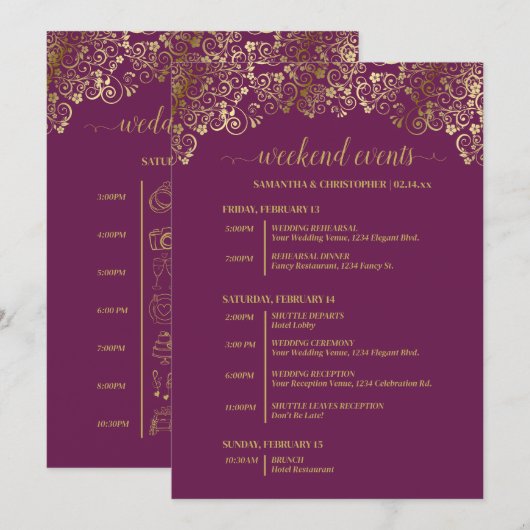 Magenta Prum & Gouden Trouw Evenementen & Tijdsche Programmakaart (Voorkant / Achterkant)