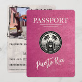 Magenta Puerto Rico Passport Save The Date (Voorkant / Achterkant)