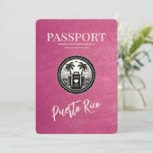Magenta Puerto Rico Passport Save The Date (Staand voorkant)