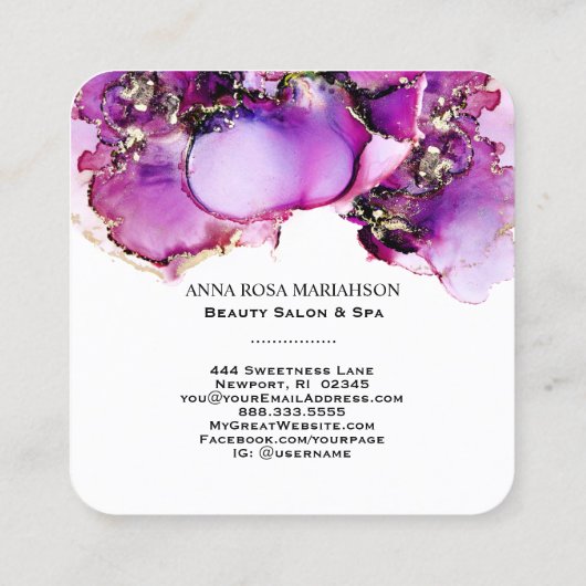 *~* Magenta QR CODE Yummy Gold Gilded AP29 Vierkante Visitekaartje (Achterkant)