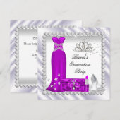 Magenta Quinceanera 15th Tiara Birthday Party Kaart (Voorkant / Achterkant)
