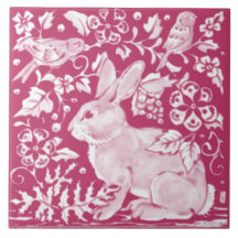 Magenta Rabbit Bird Natuur Woodland Floral 