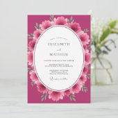 Magenta Ranunculus Eucalyptus Bruiloft Kaart (Staand voorkant)