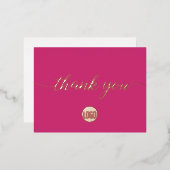 Magenta Real Roos gouden folie Business Dank u Folie Uitnodiging Briefkaart (Voorkant / Achterkant)