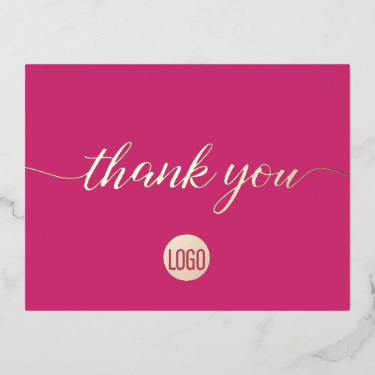 Magenta Real Roos gouden folie Business Dank u Folie Uitnodiging Briefkaart (Voorkant)
