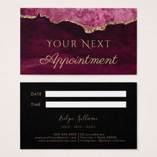Magenta Red Agate Appointment Card Visitekaartje (Voorkant /achterkant)