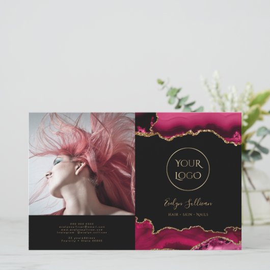 magenta red agate bivoudig brochure (Staand voorkant)