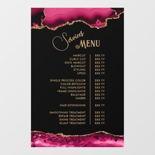 Magenta Red Agate Dienstenmenu Raamsticker (Vel)
