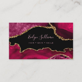 Magenta Red agate op zwart Visitekaartje