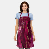 magenta red agate schoonheidsspecialist apron schort (Gedragen)