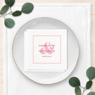 Magenta Red Ampersand Bride & Groom Servet