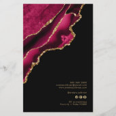 Magenta red and gold agate price list flyer (Achterkant)