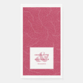 Magenta Red Bride & Groom Pattern Servet