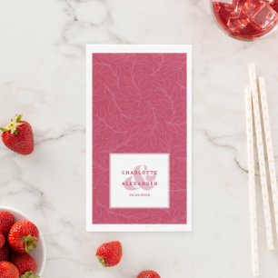 Magenta Red Bride & Groom Pattern Servet