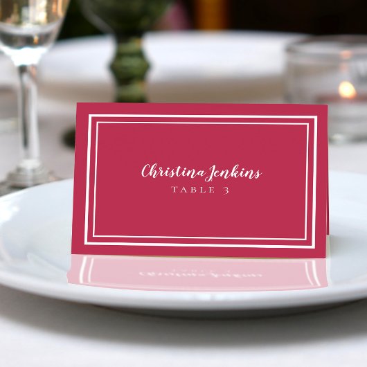 Magenta Red Chic Weddings Custom Guest Place Card Kaart